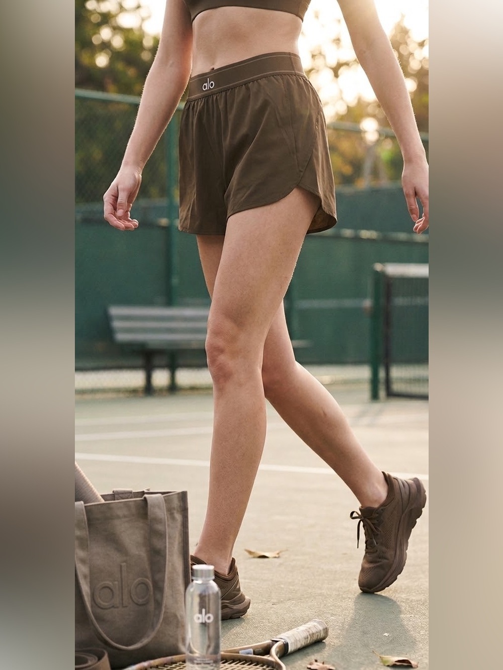 ALO Match Point Espresso Running Shorts